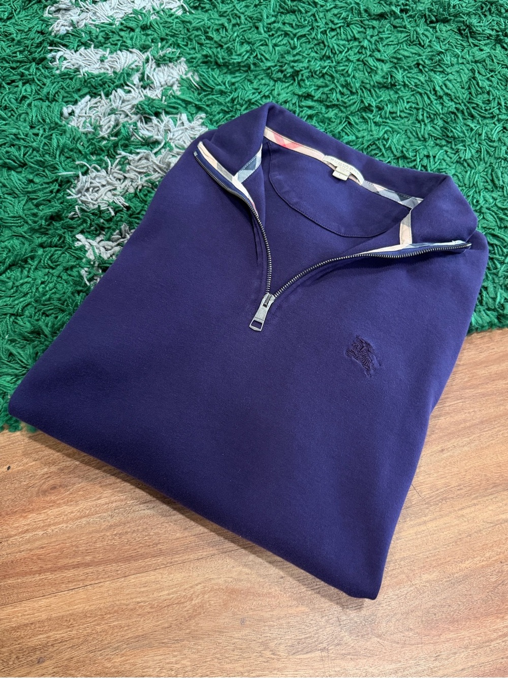 Burberry - Quarter Zip Pullover Purple - Size Large